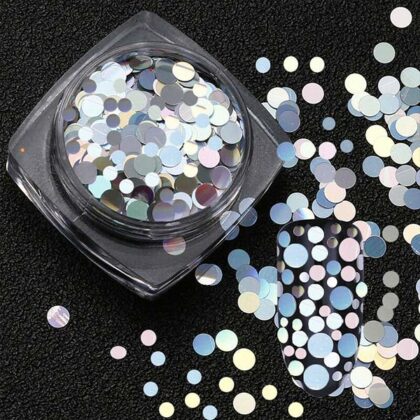 Сребристи огледални кръгли конфети за маникюр