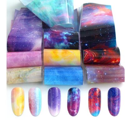 10 цвята фолио за нокти с галактики
