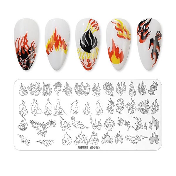 Шаблон за печат на нокти с огнени пламъци